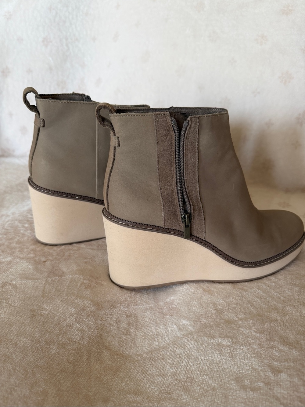 Tom’s Wedge Ankle Boot in Taupe